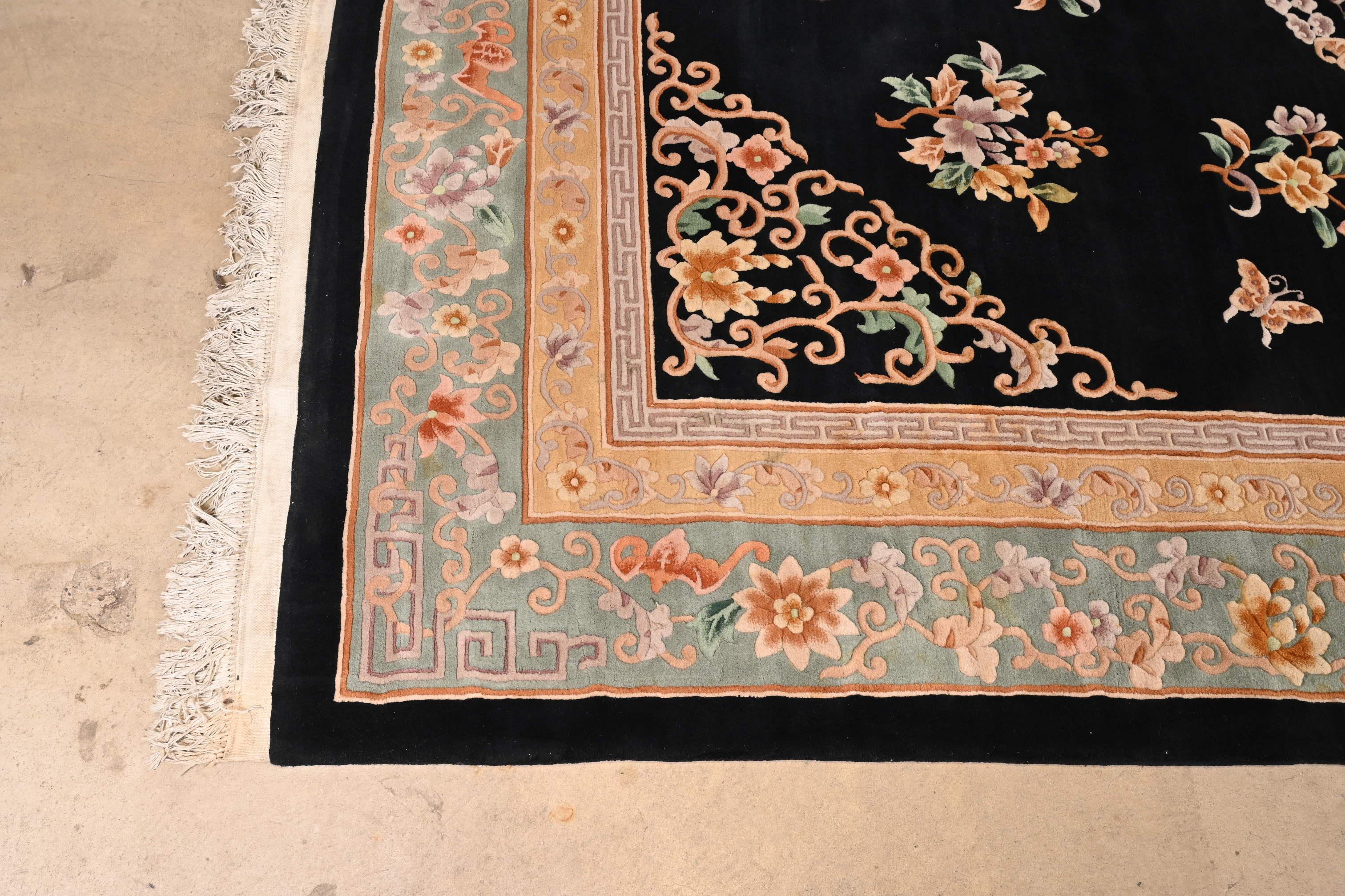 Vintage Handmade Chinese Sculpted Room Size Wool Rug 3
