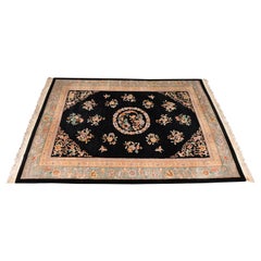 Vintage Handmade Chinese Sculpted Room Size Wool Rug
