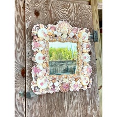 Vintage Handmade Coastal Shell Mirror by Trish Trainor
