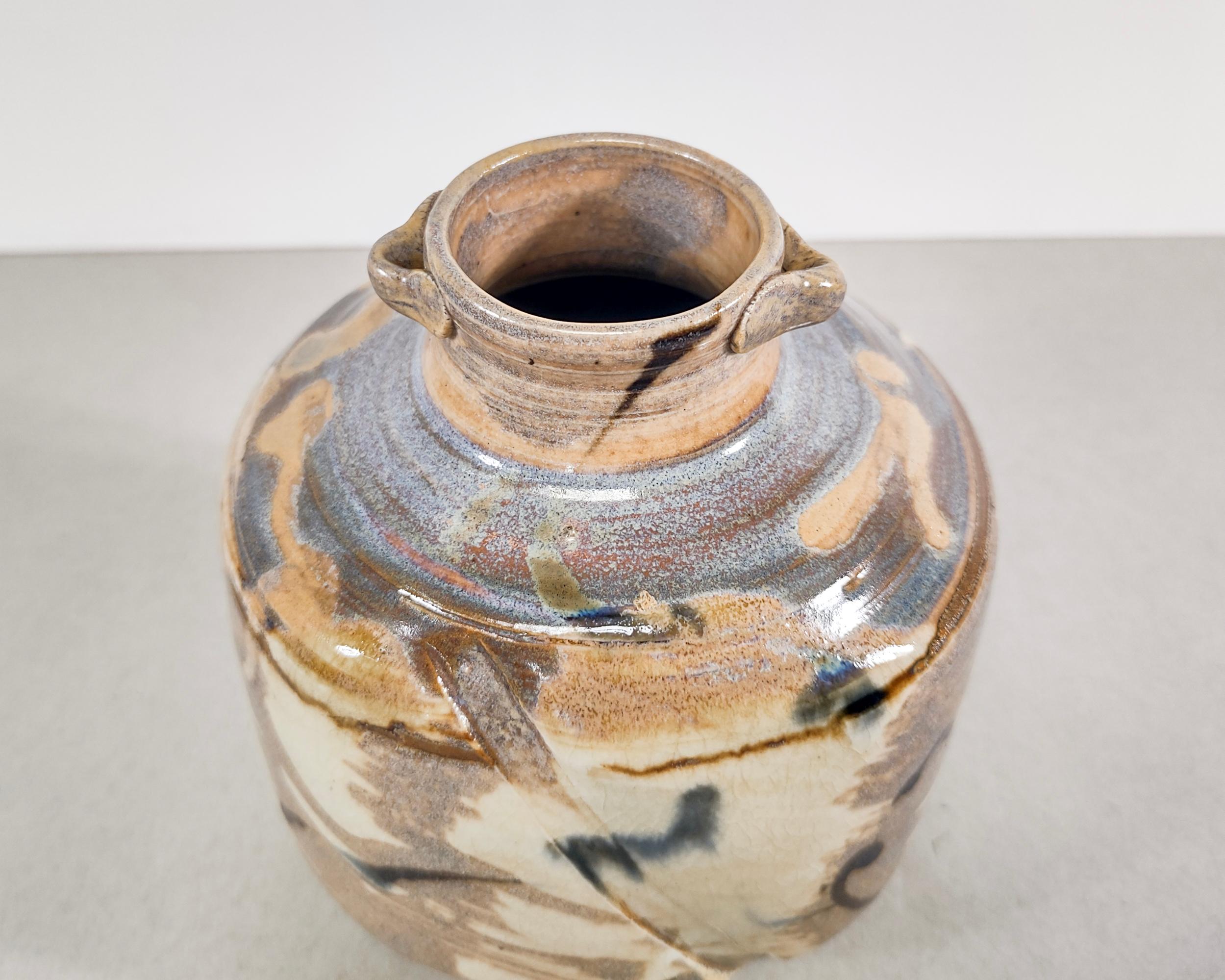 Vintage-Vase, handgefertigt, farbenfroh glasiert, Keramik, 1970er Jahre (Unbekannt) im Angebot