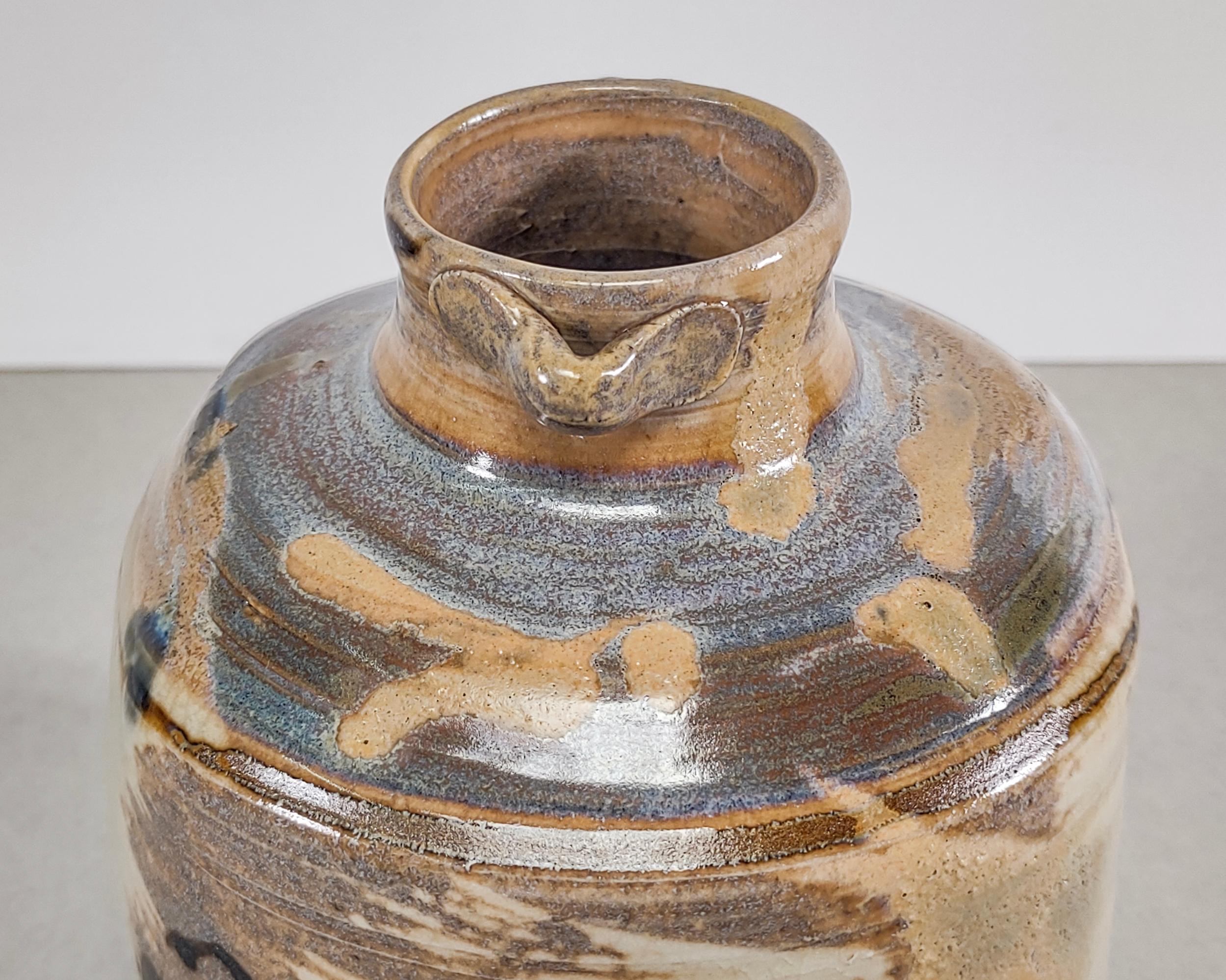 20th Century Vintage Handmade Colorful Glazed Ceramic Altered Vase 1970s For Sale