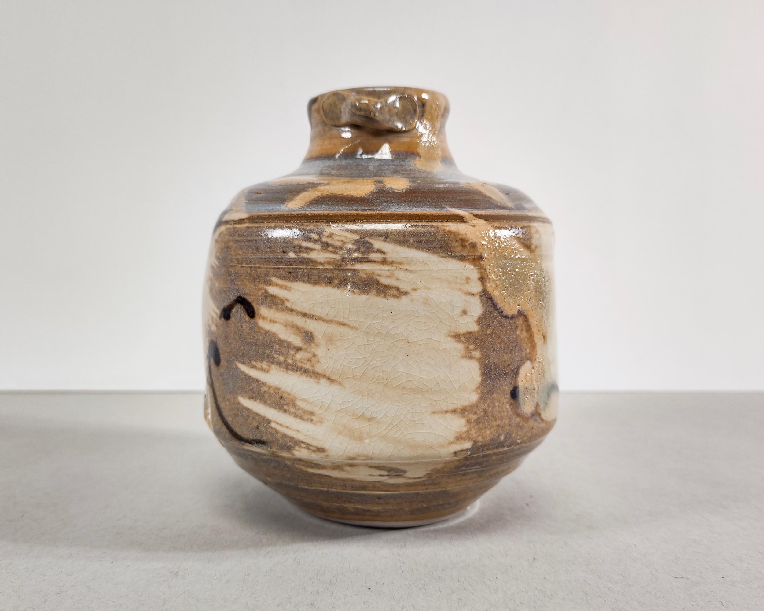 Vintage-Vase, handgefertigt, farbenfroh glasiert, Keramik, 1970er Jahre im Angebot 1