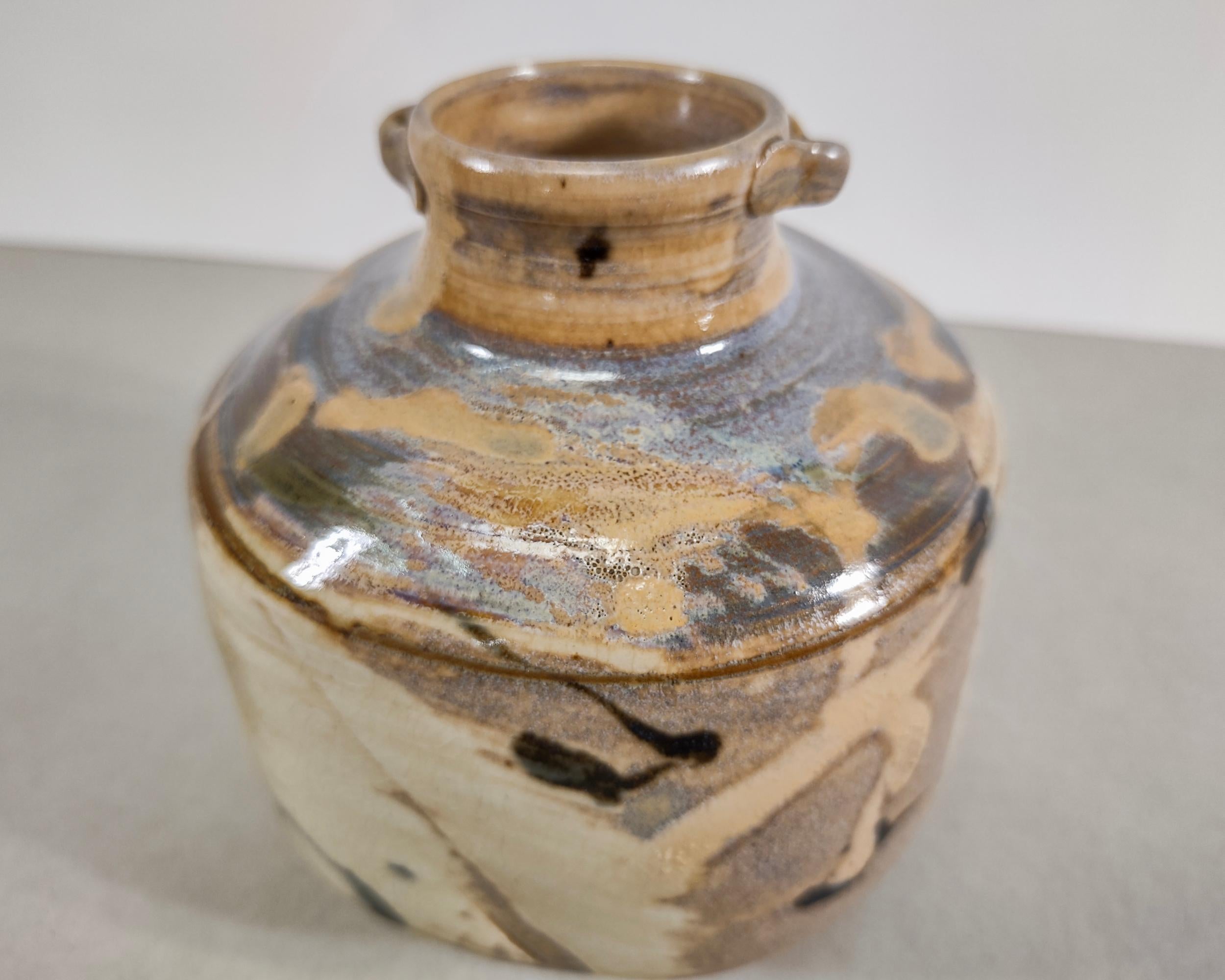 Vintage-Vase, handgefertigt, farbenfroh glasiert, Keramik, 1970er Jahre im Angebot 3