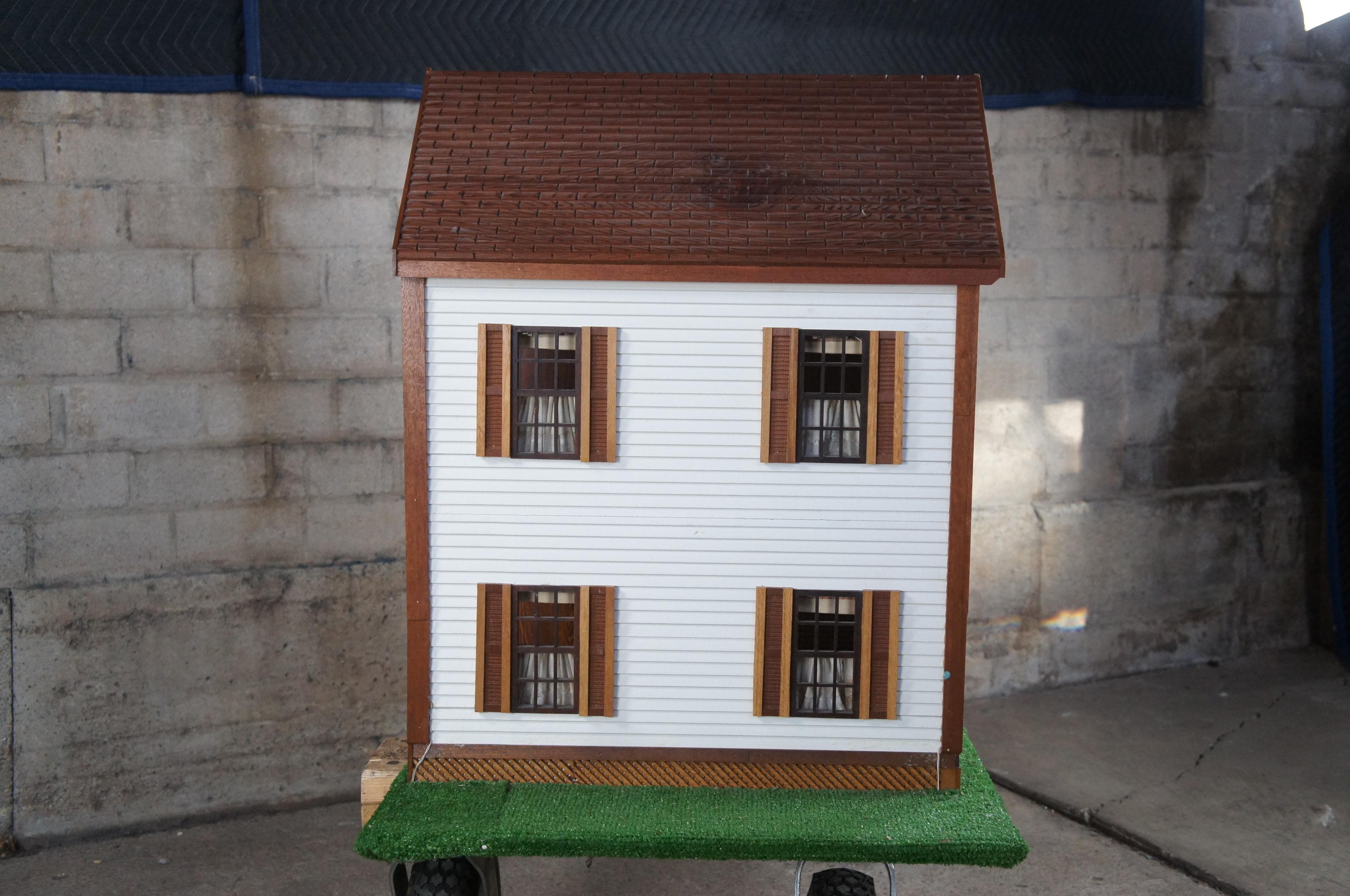 Vintage Handmade Craftsman 1:12 Scale Pine Country Dollhouse 2 Story Farmhouse 3