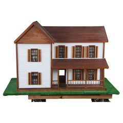 Vintage Handmade Craftsman 1:12 Scale Pine Country Dollhouse 2 Story Farmhouse