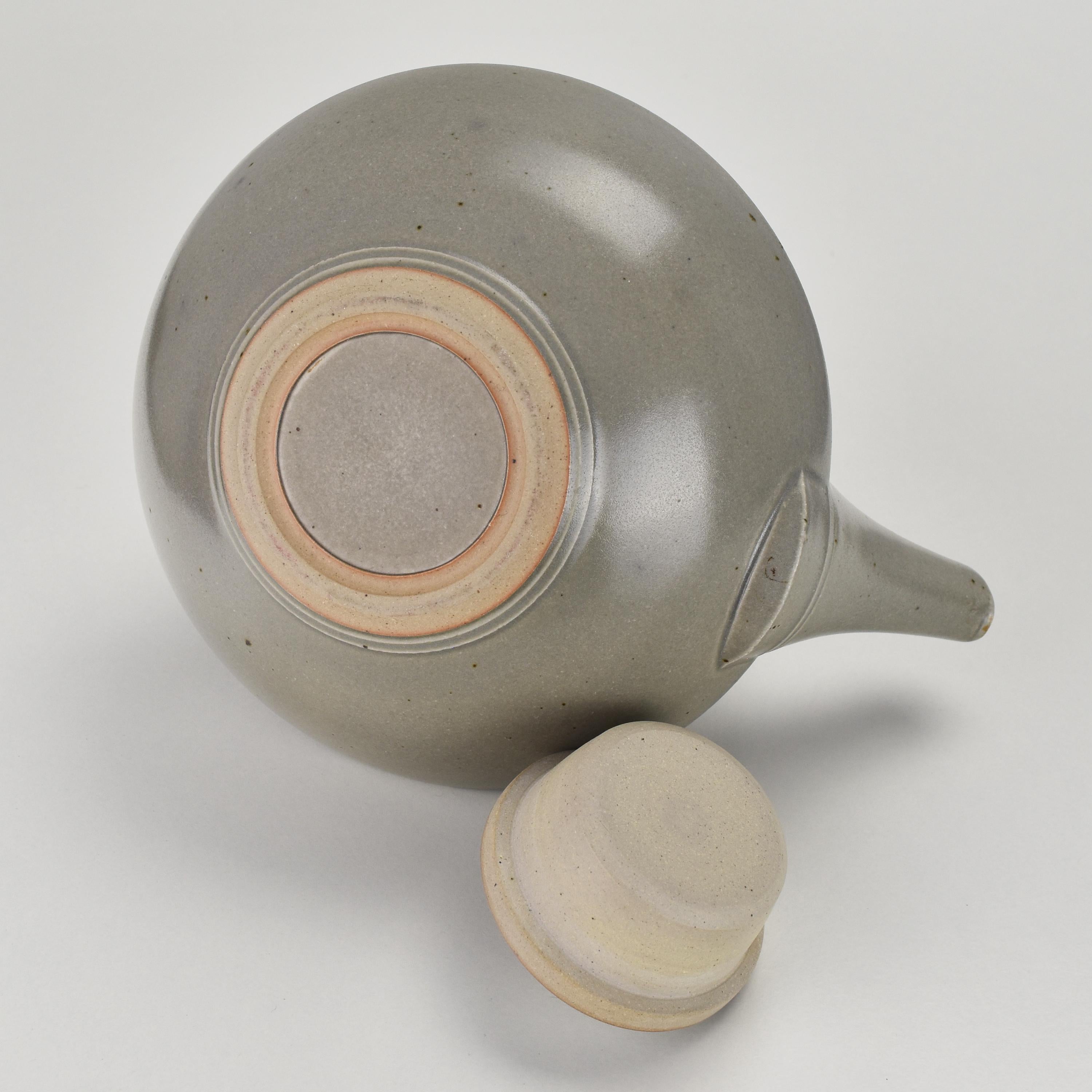 Vintage Handmade Cubist Studio Pottery Stoneware Tea Pot W. Inox Handle Artist? For Sale 2