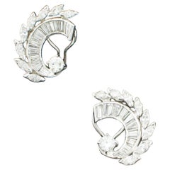 Orecchini vintage in platino e diamanti fatti a mano - CIRCA ANNI '40