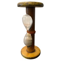 Reloj de Arena Vintage hecho a mano en madera Carrete de bobina textil Temporizador de 3min