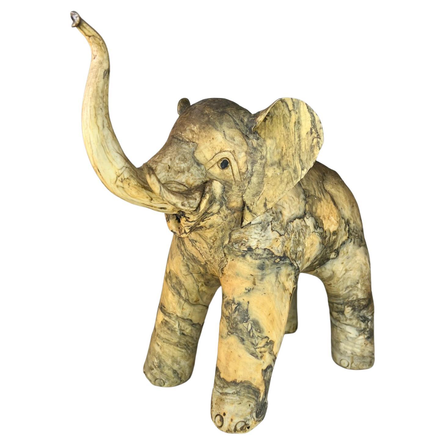 Vintage Handmade Elephant Figurine Sculptural Shell Art
