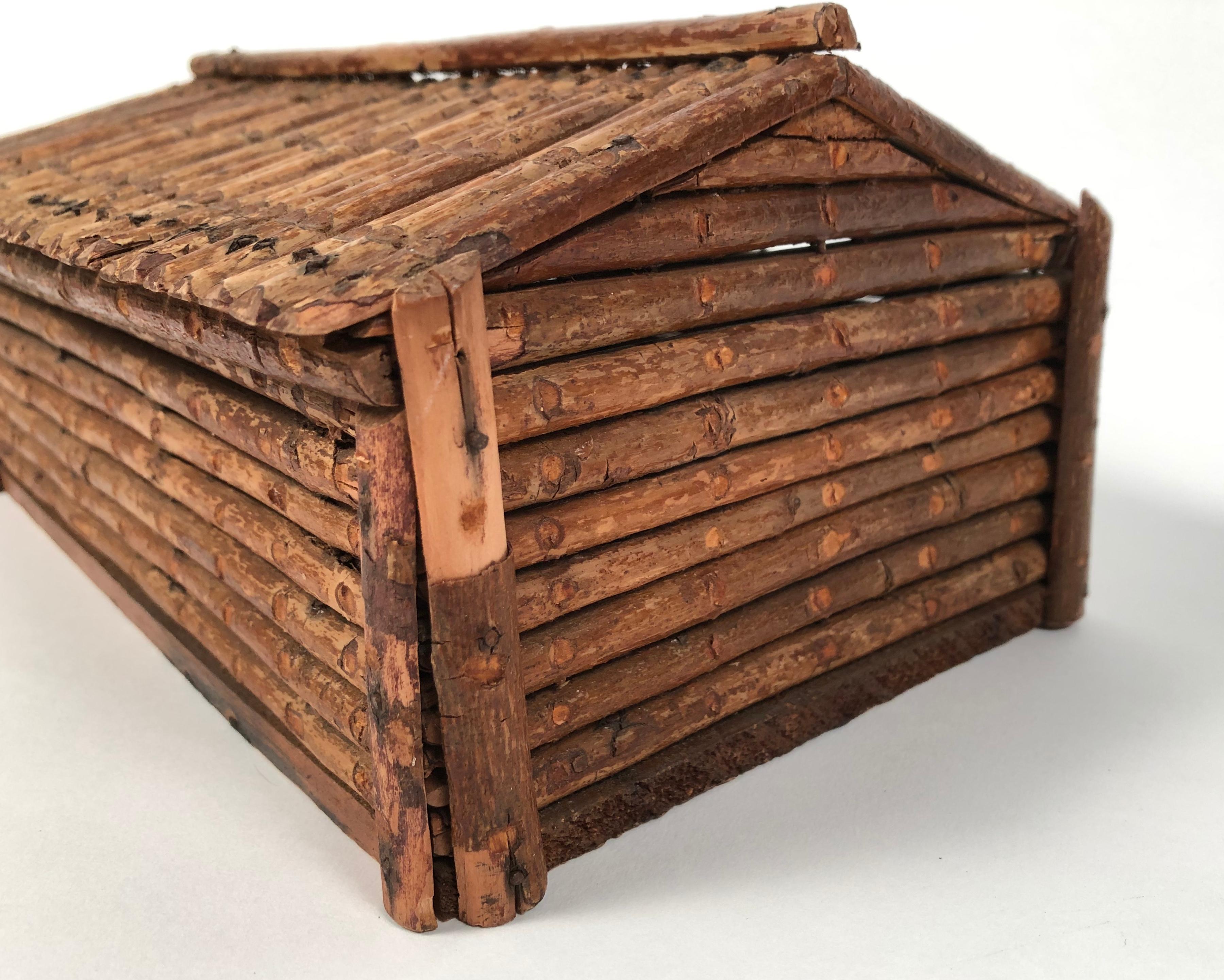 Vintage Handmade Folk Art Log Cabin Box 1
