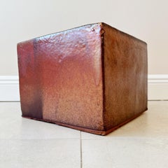 Vintage Handmade Glazed Terracotta Square Planter