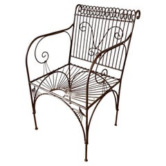 Vintage Handmade Gothic Steel Wirework Armchair