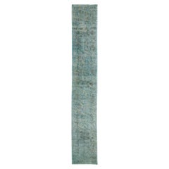 Vintage Handmade Green Persian Overdyed Wool Rug With Allover Design