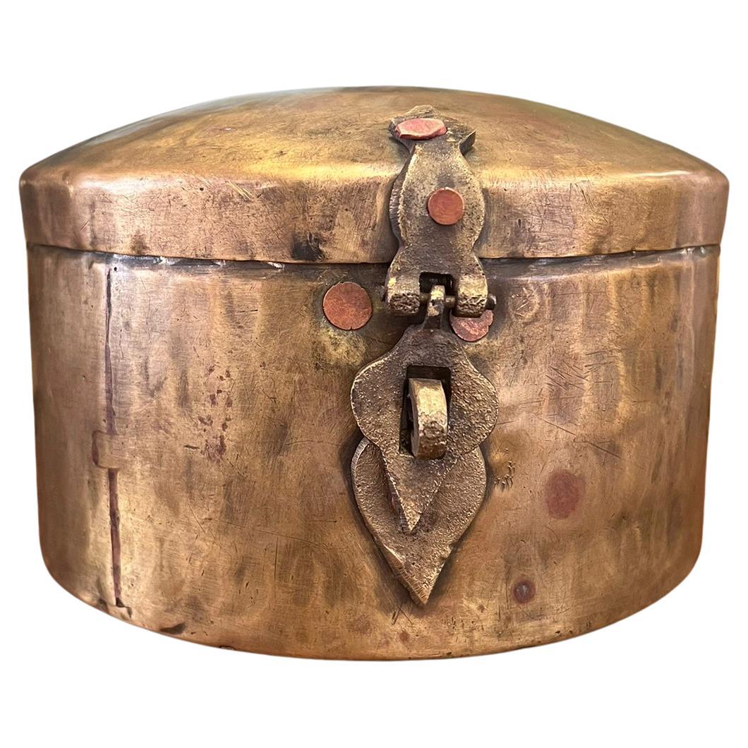 Vintage Handmade Hammered possibly Brass kitchen Utility Box.
