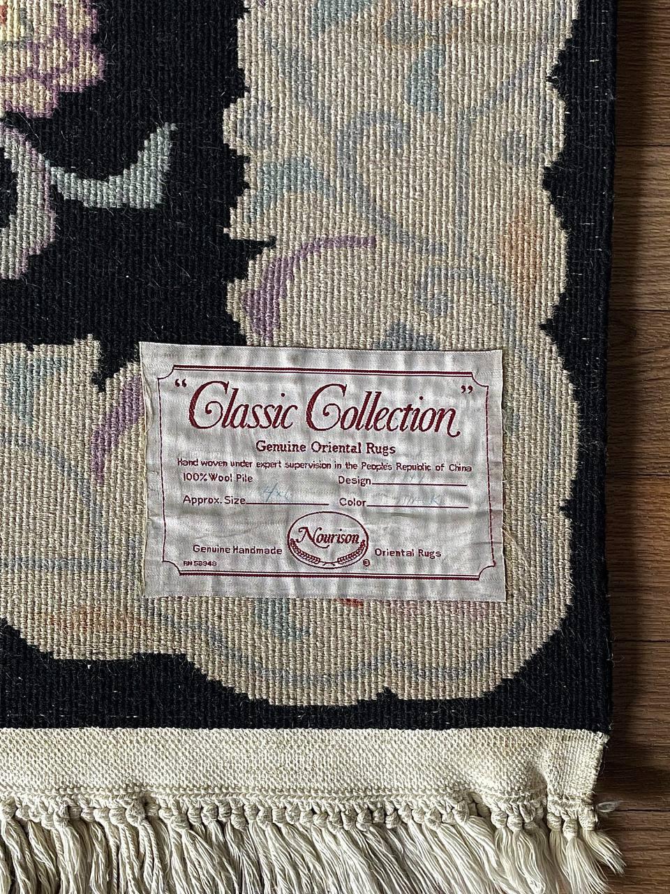 Vintage Handmade Hand-Knotted Wool Chinese Rug by Nourison For Sale 5