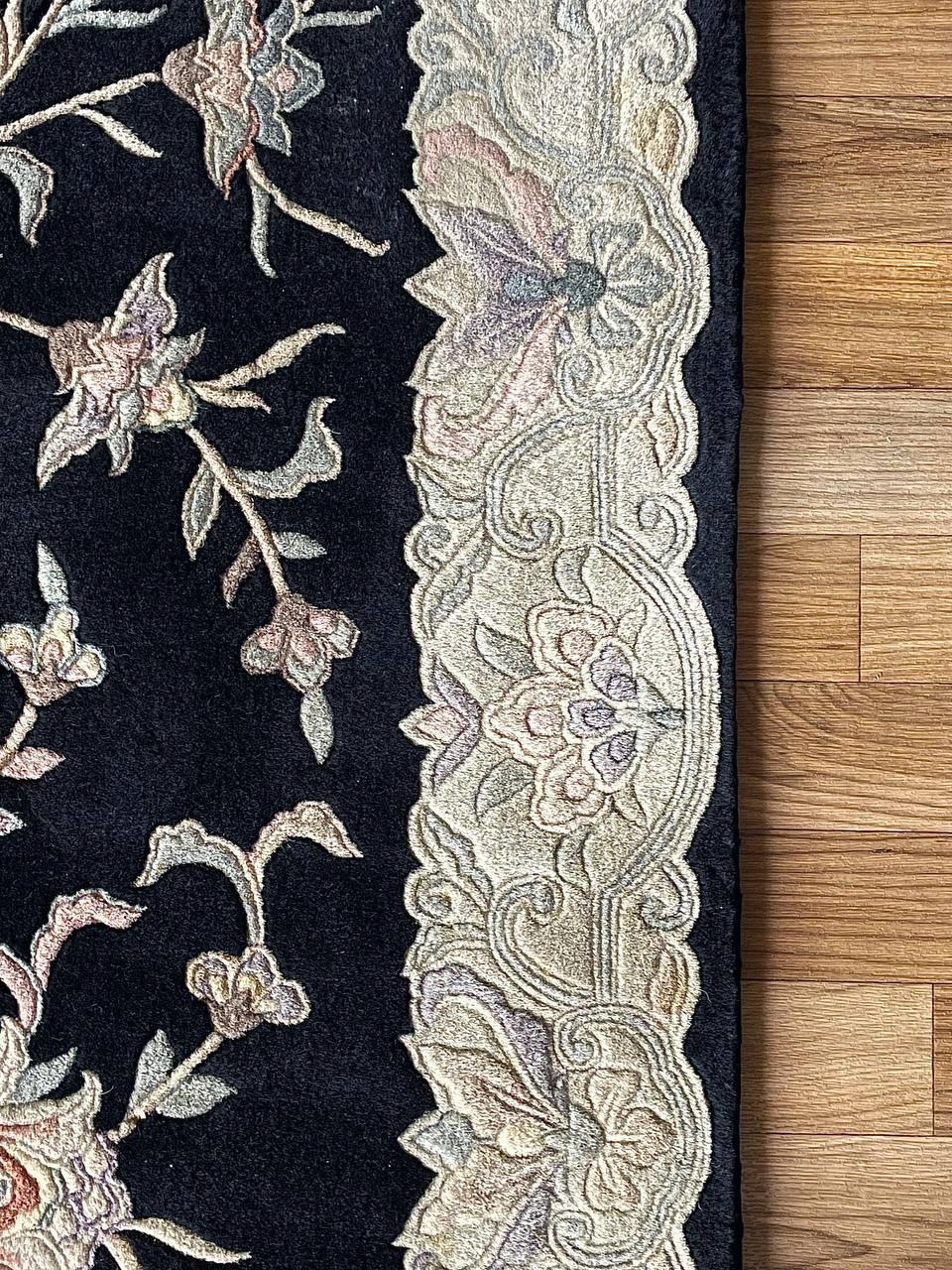 Vintage Handmade Hand-Knotted Wool Chinese Rug by Nourison For Sale 2