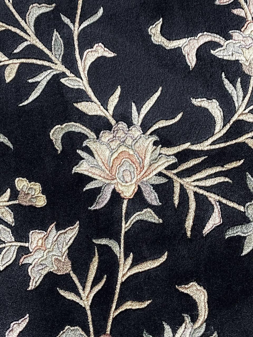Vintage Handmade Hand-Knotted Wool Chinese Rug by Nourison For Sale 4