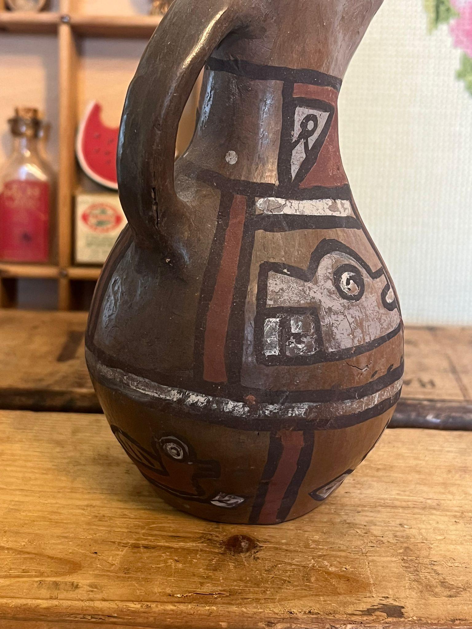 Vintage Handmade Hand gemalt Keramik Kunst Vase im Zustand „Gut“ im Angebot in Seattle, WA