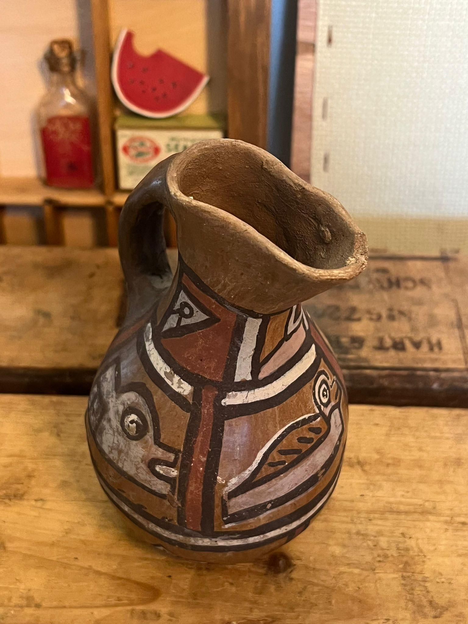 Vintage Handmade Hand gemalt Keramik Kunst Vase im Angebot 1