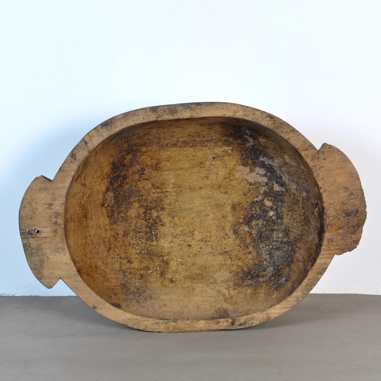 Rustic Vintage Handmade Hungarian Wooden Dough Bowl, 1900s