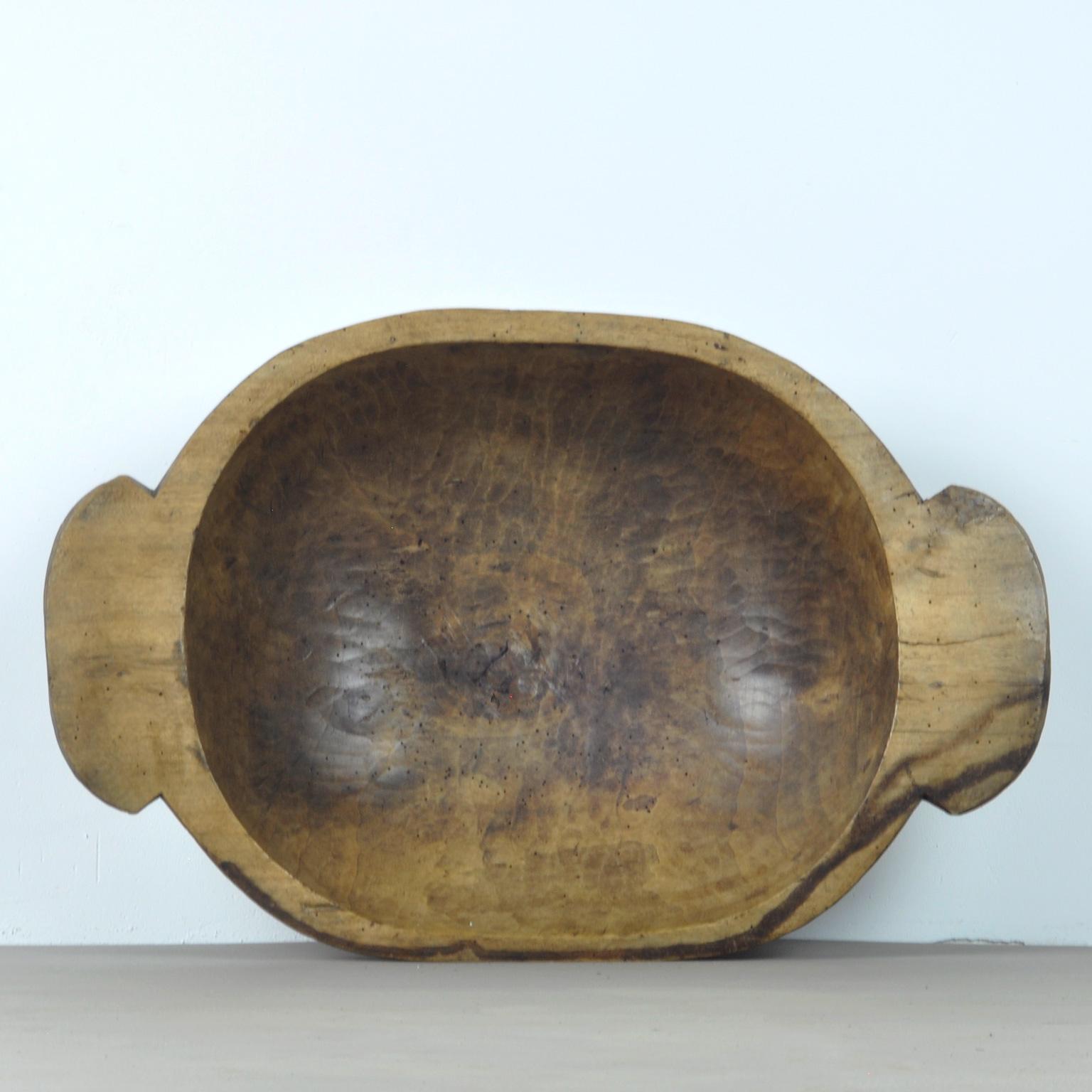 Rustic Vintage Handmade Hungarian Wooden Dough Bowl, 1930s