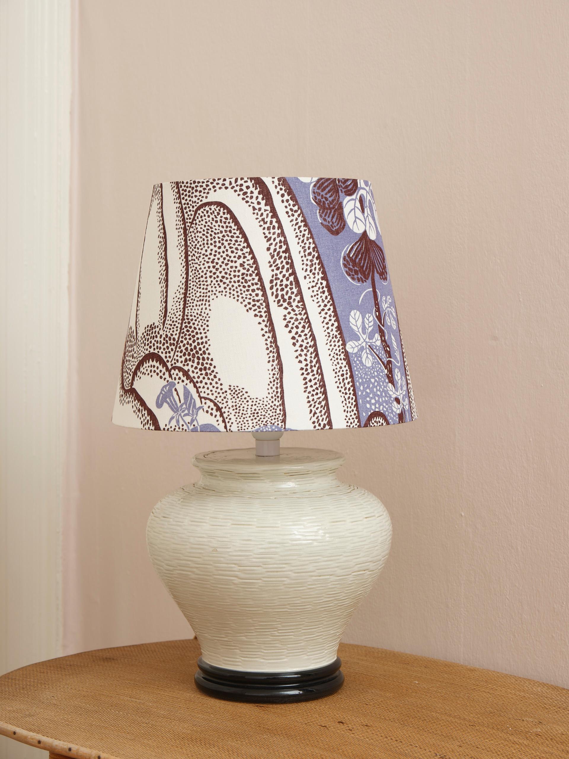 Vintage handmade Italian ceramic table lamp shade in vintage Josef Frank textile For Sale 7