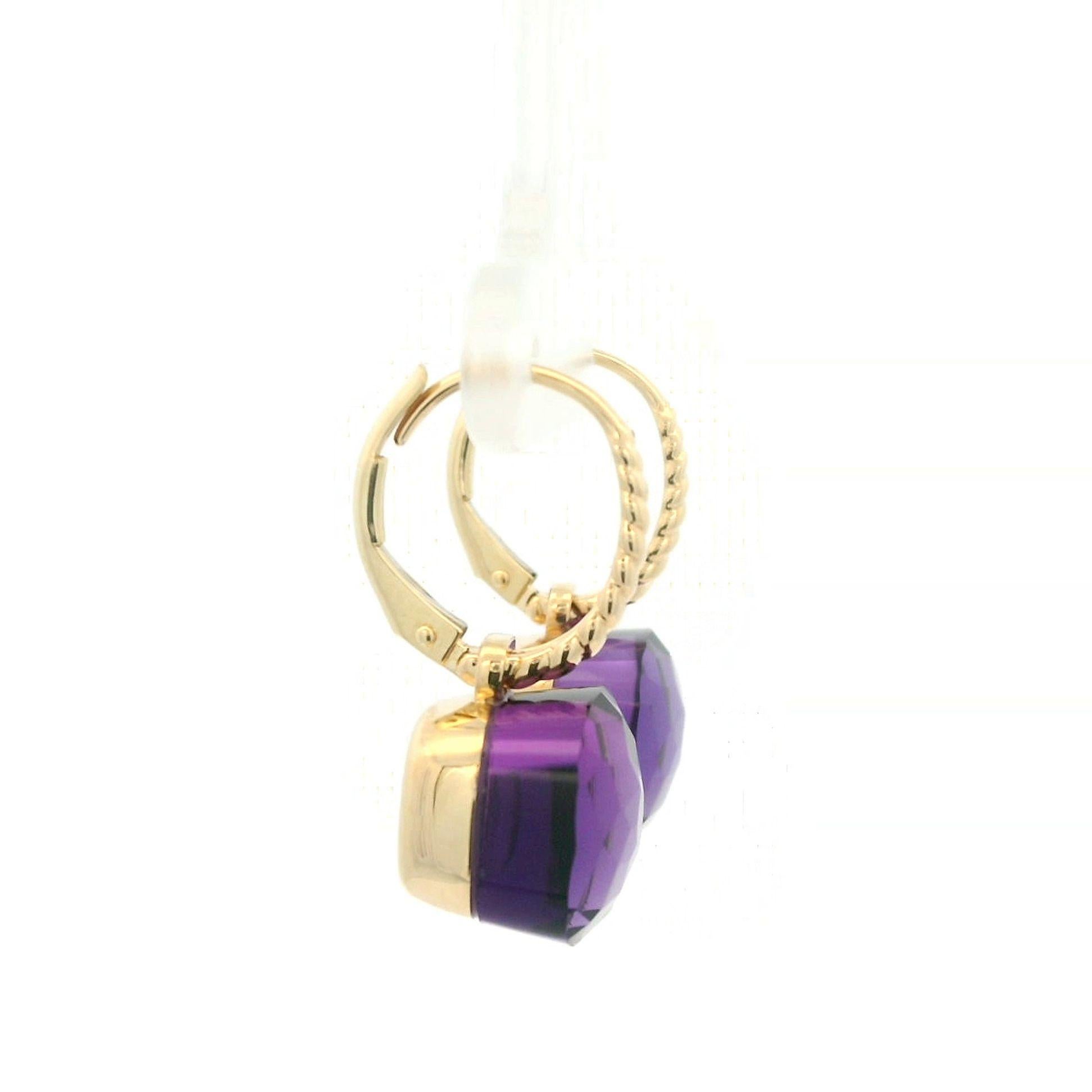 Women's Vintage Amethyst 14.32Ct Earrings in 14 Karat Yellow Gold For Sale