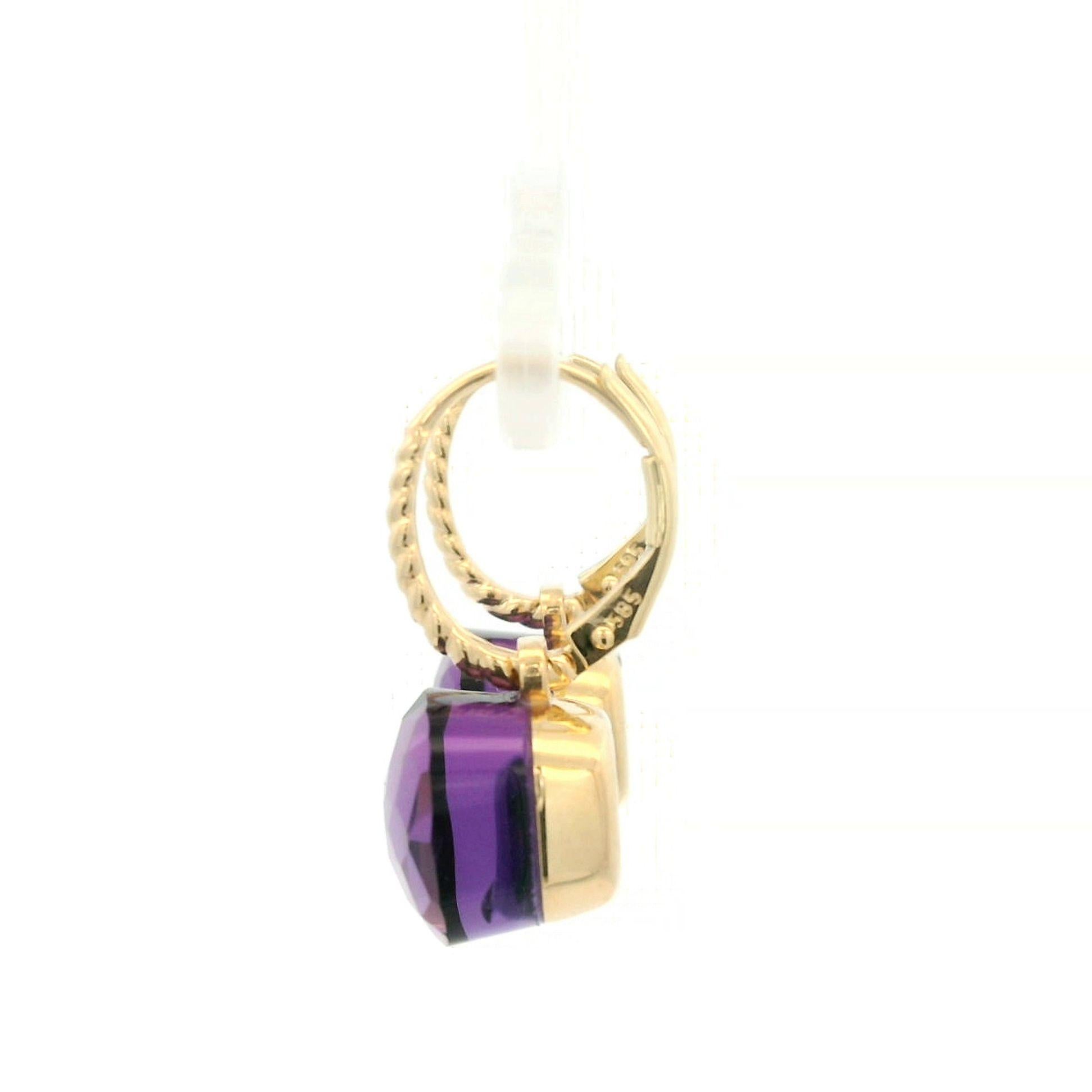 Vintage Amethyst 14.32Ct Earrings in 14 Karat Yellow Gold For Sale 2