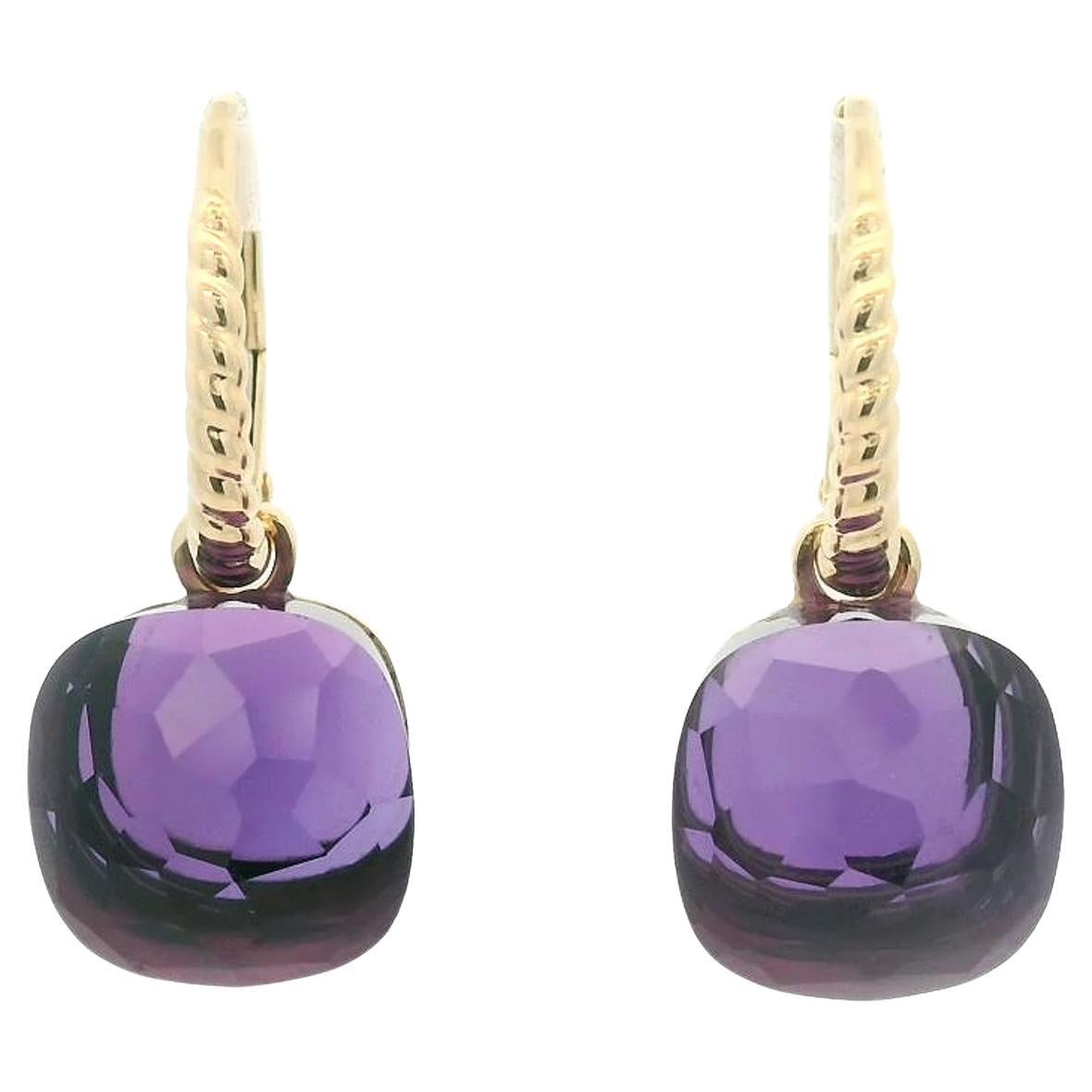 Vintage Amethyst 14.32Ct Earrings in 14 Karat Yellow Gold In New Condition For Sale In Hong Kong, HK