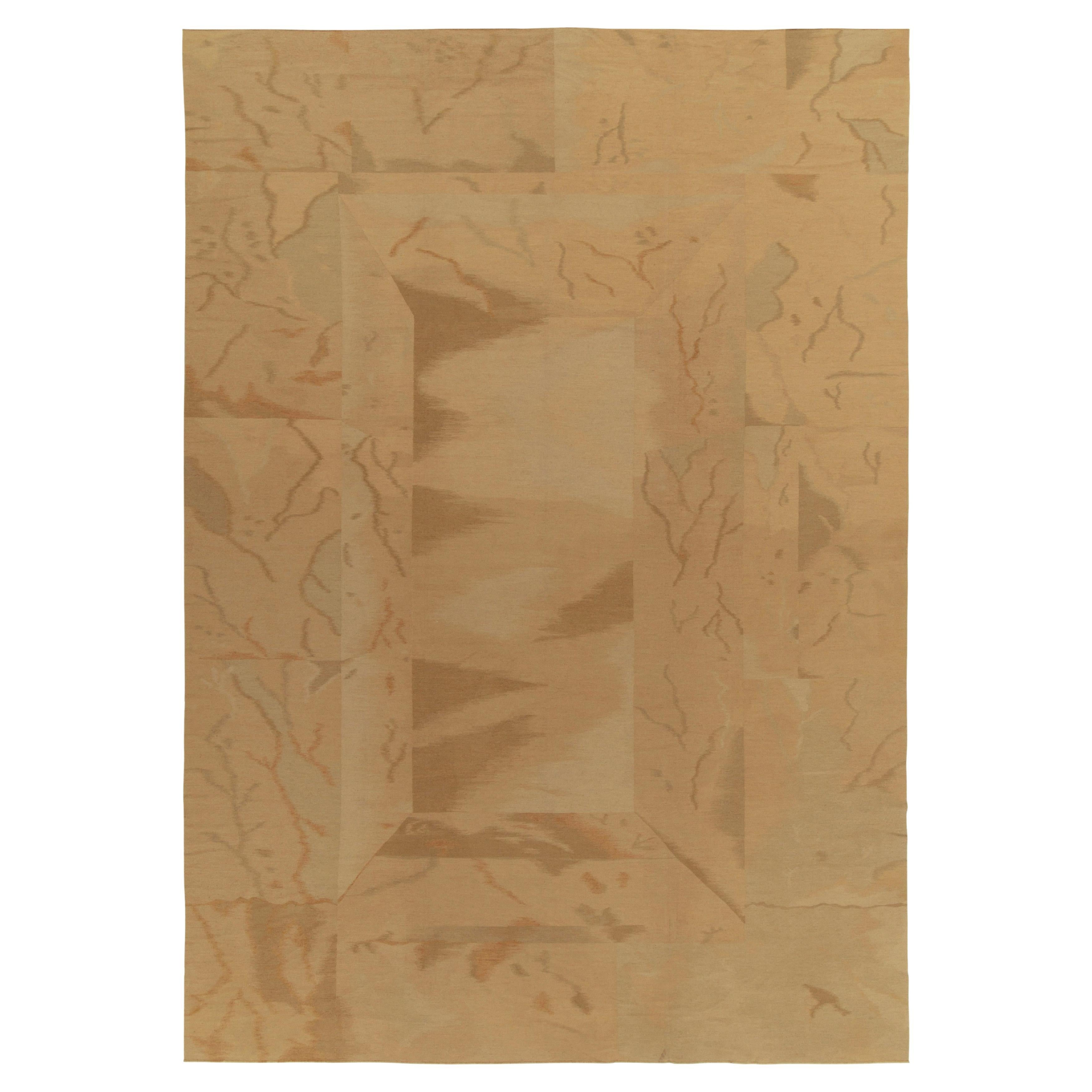 Vintage Handmade kilim in Beige-Brown Abstract Pattern by Rug & Kilim For Sale