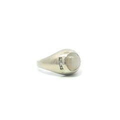 Vintage Handmade Men's White Gold Gray Star Sapphire Diamond Pinky Ring