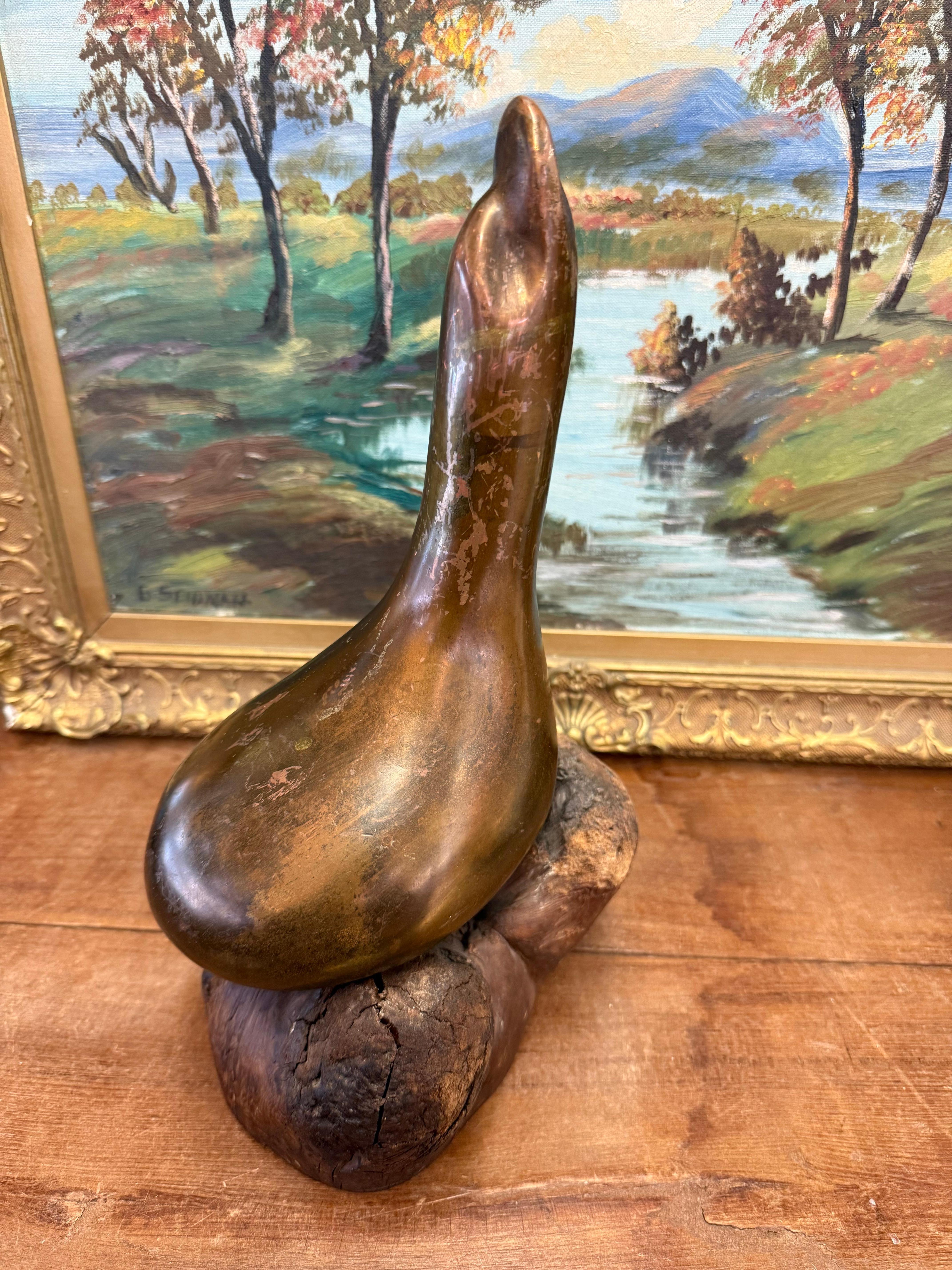 Fin du 20e siècle Sculpture abstraite moderne du milieu du siècle dernier, faite à la main, probablement en laiton et en bois en vente