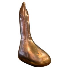 Handgefertigte abstrakte Vintage-Skulptur aus Messing und Holz, Mid-Century Modern, Vintage
