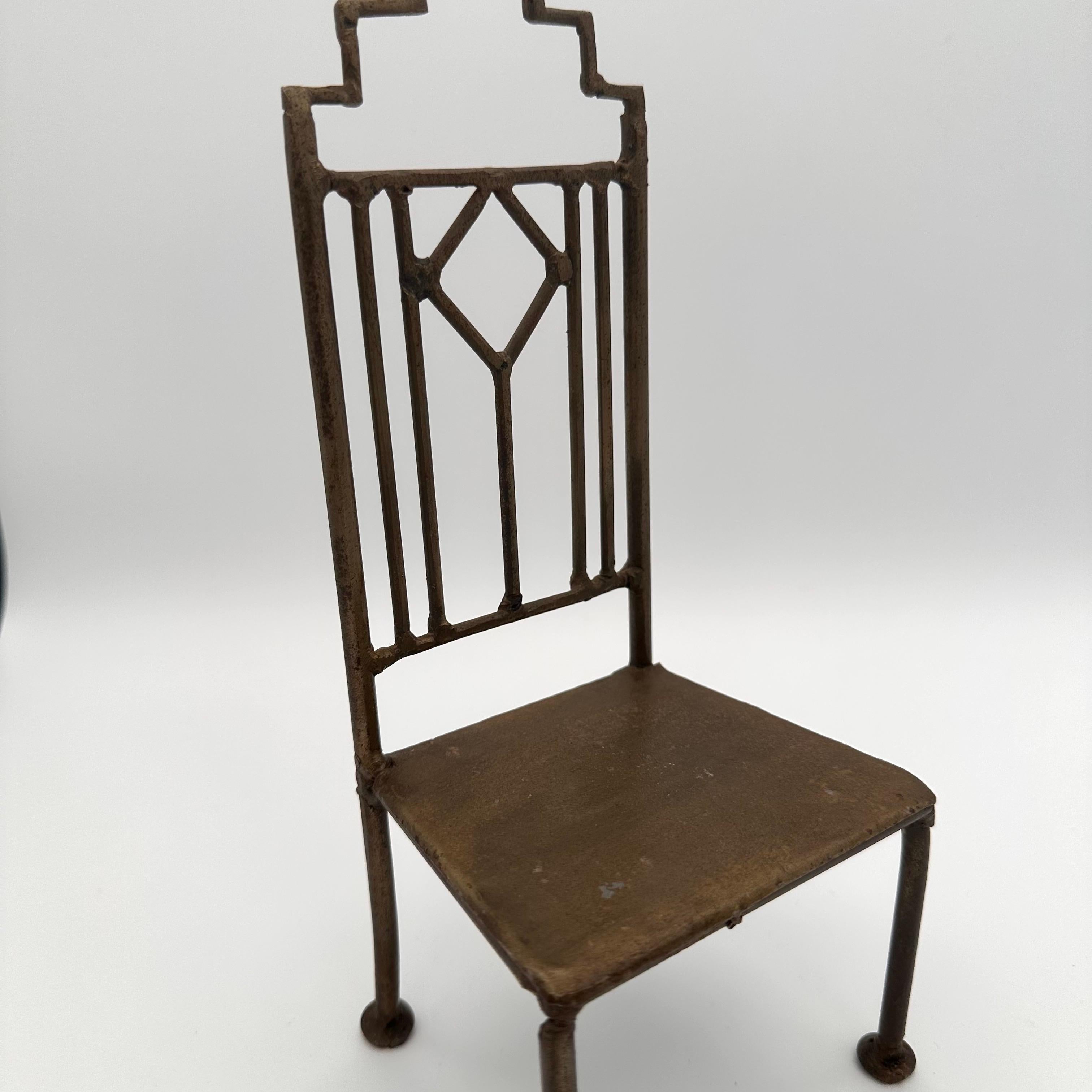 Vintage Handmade Miniature Metal Chair in the Art Deco Style For Sale 4