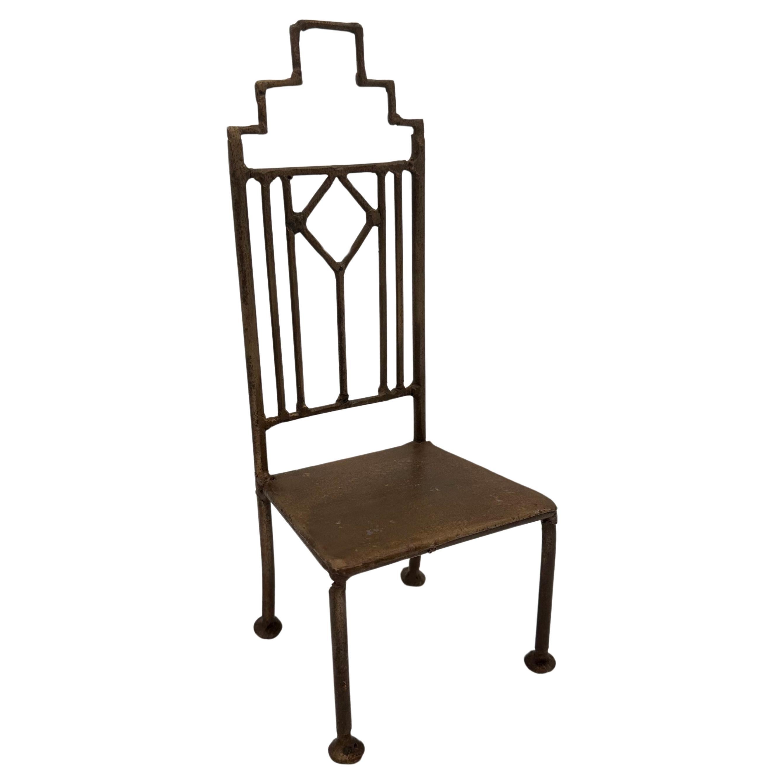 Vintage Handmade Miniature Metal Chair in the Art Deco Style For Sale