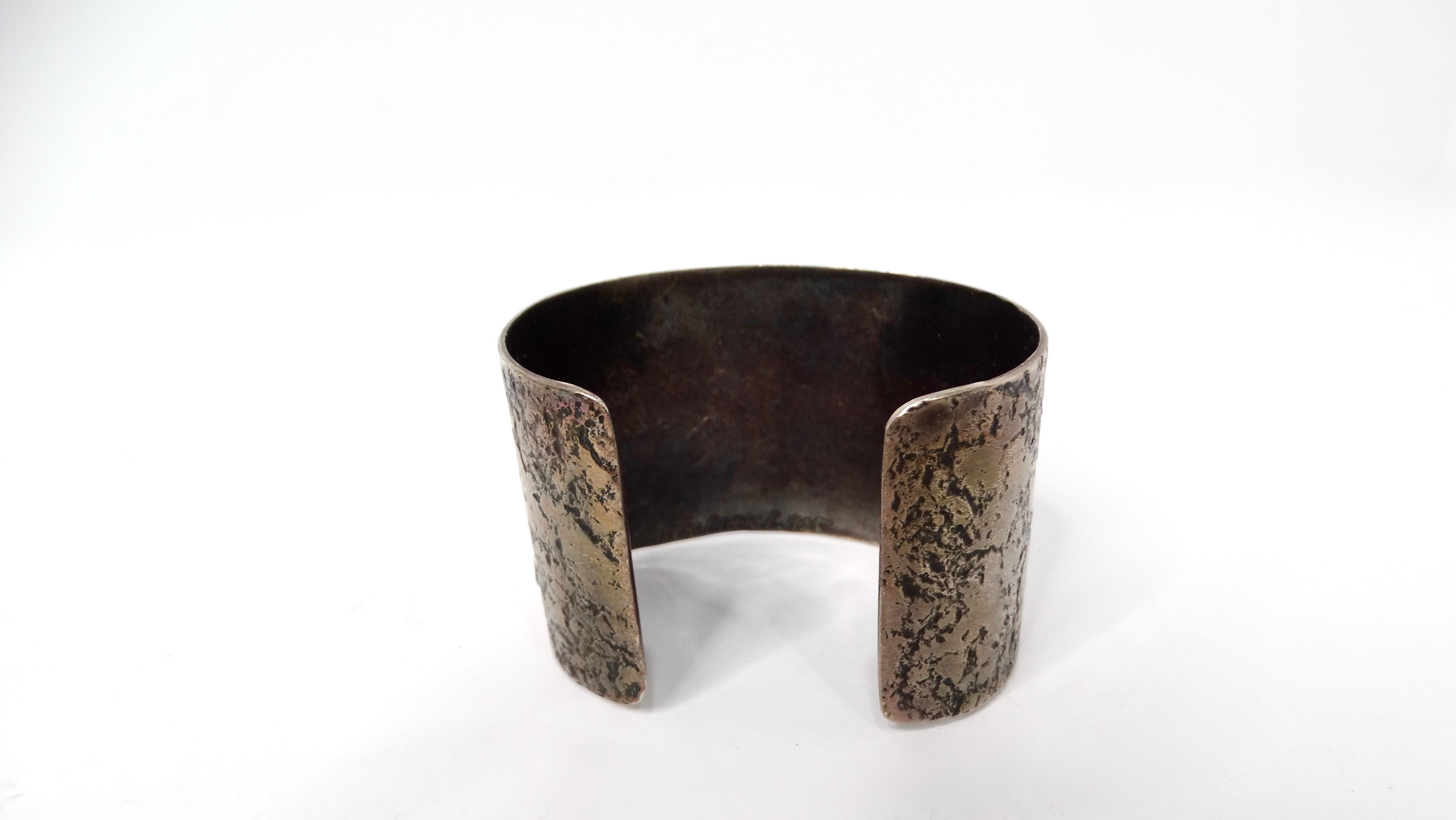 Women's Vintage Handmade Modernist Two-Tone 18k & 14k Gold Sterling Silver Cuff For Sale