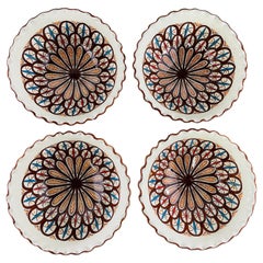Handgefertigte marokkanische Keramikschüssel in Weiß und Braun:: ein Satz von vier