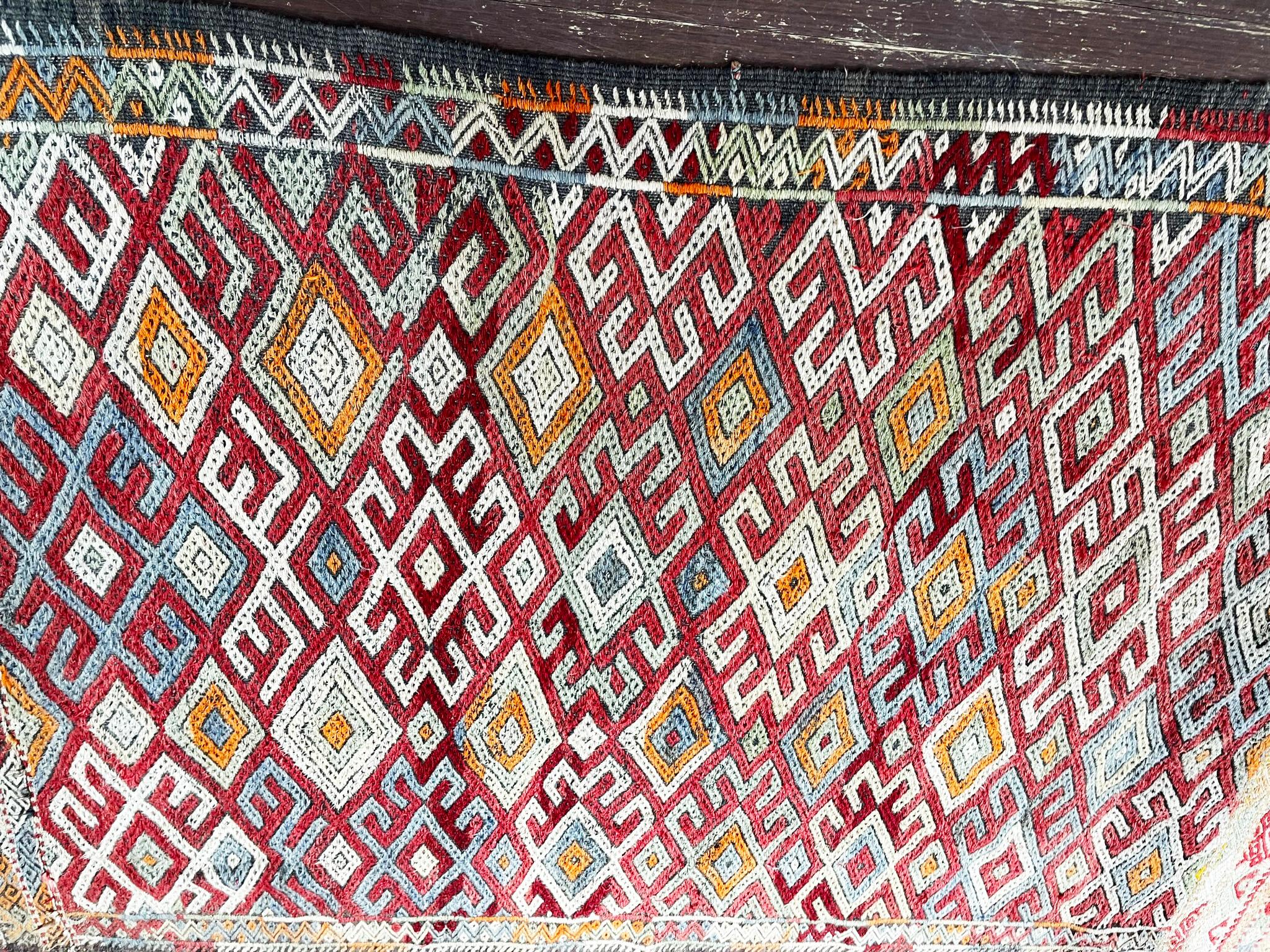 Vintage Moroccan Flat Weave/Kilim rug/runner, #17420, circa 1950s For Sale 1