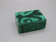 Vintage Handmade Natural Malachite Stone Lidded Stash Trinket Box Italy