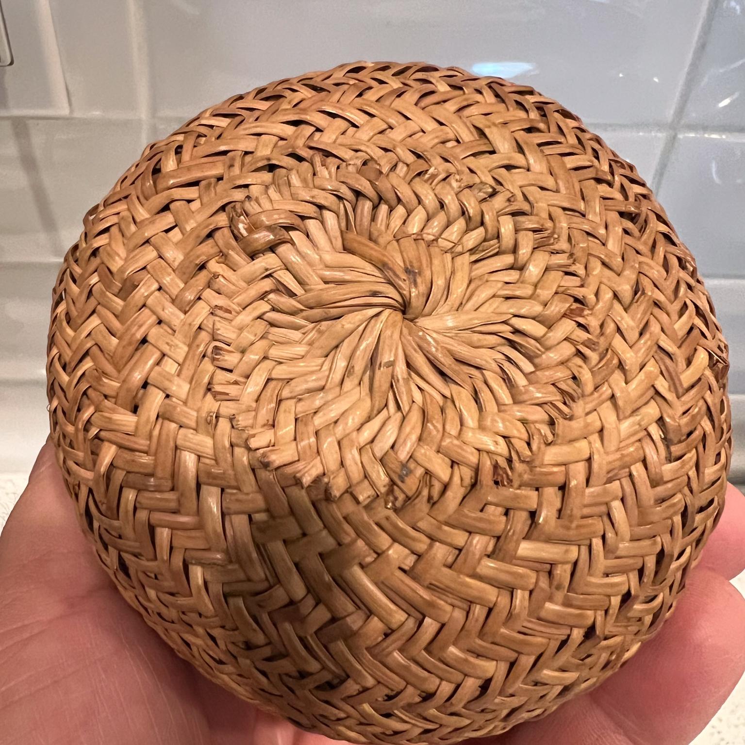 Natural Fiber Vintage Handmade Natural Woven Mini Basket  For Sale