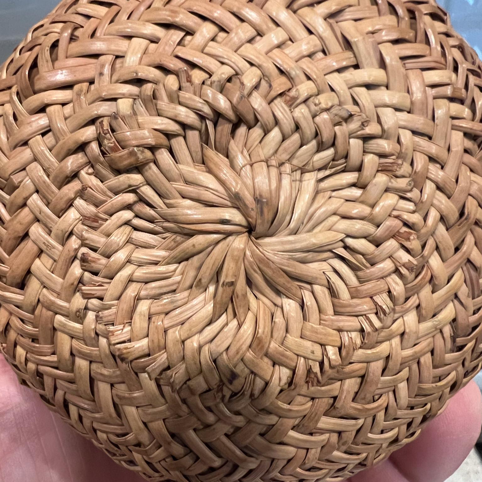 Vintage Handmade Natural Woven Mini Basket  For Sale 1