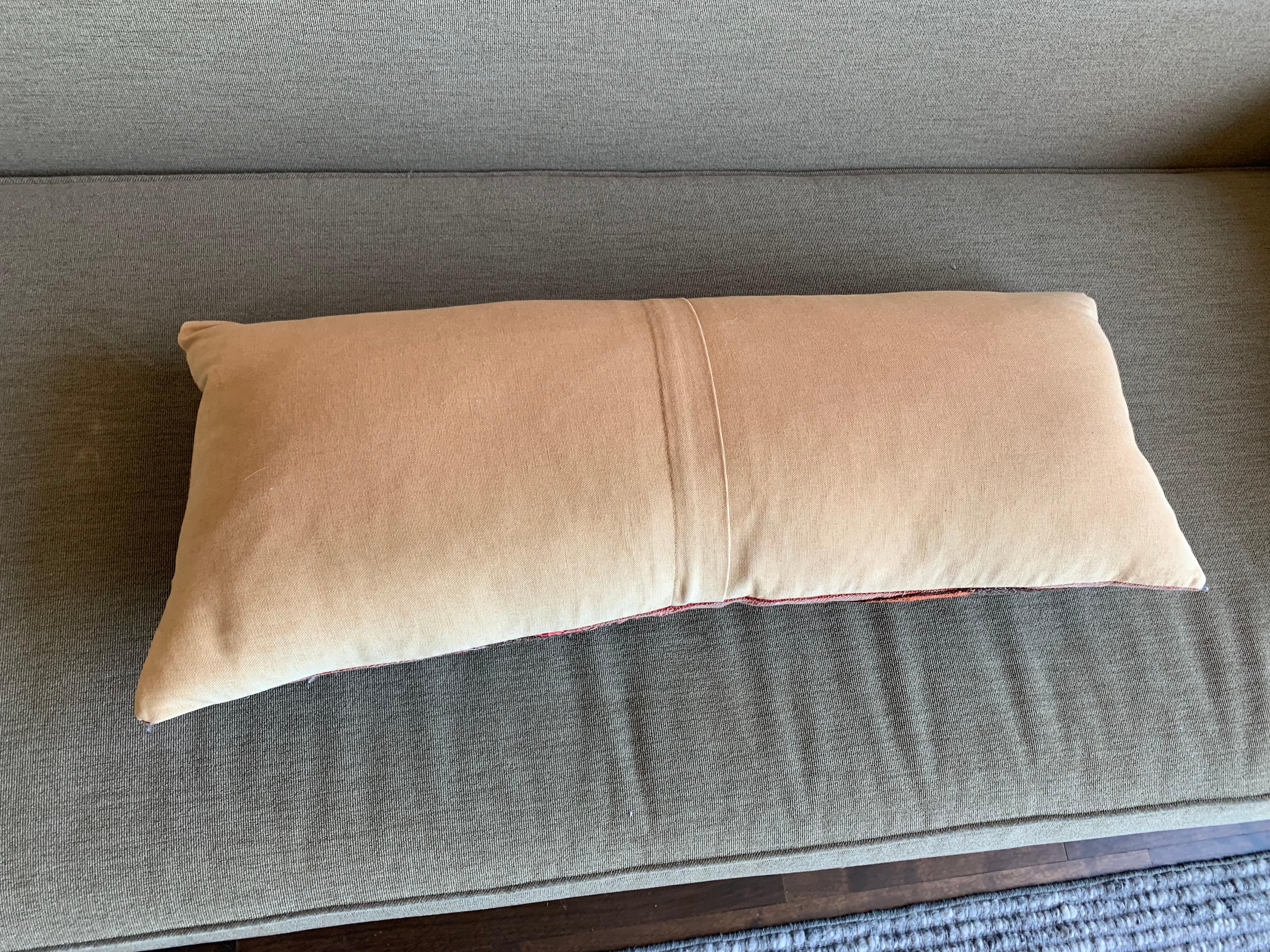 Hand-Crafted Antique  Handmade Oblong Pillow For Sale