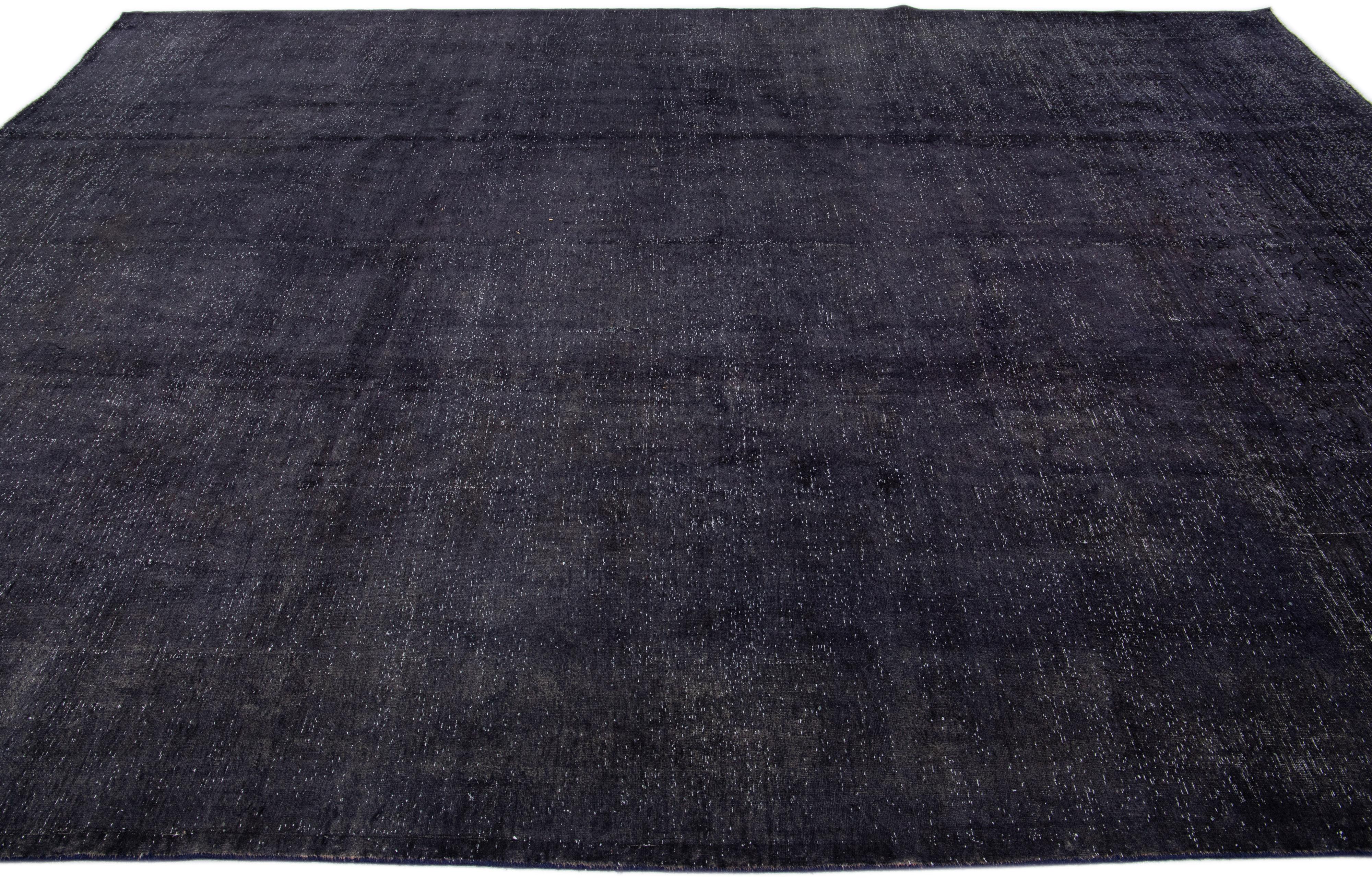 Hand-Knotted Vintage Handmade Overdyed Turkish Wool Rug with Gray/Charcoal Color Field For Sale