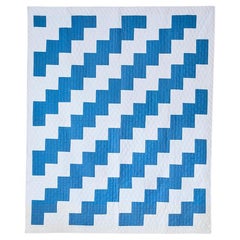 Used Handmade Patchwork "Streak Of Lightning" Quilt in Cotton, USA, 1920s