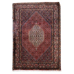 Alfombra Persa Bidjar Vintage Hecha a Mano Geométrica de los Años 50, 1,9 x 1,4 m -1C1277