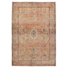 Vintage Handmade Persian Sarouk Accent Rug