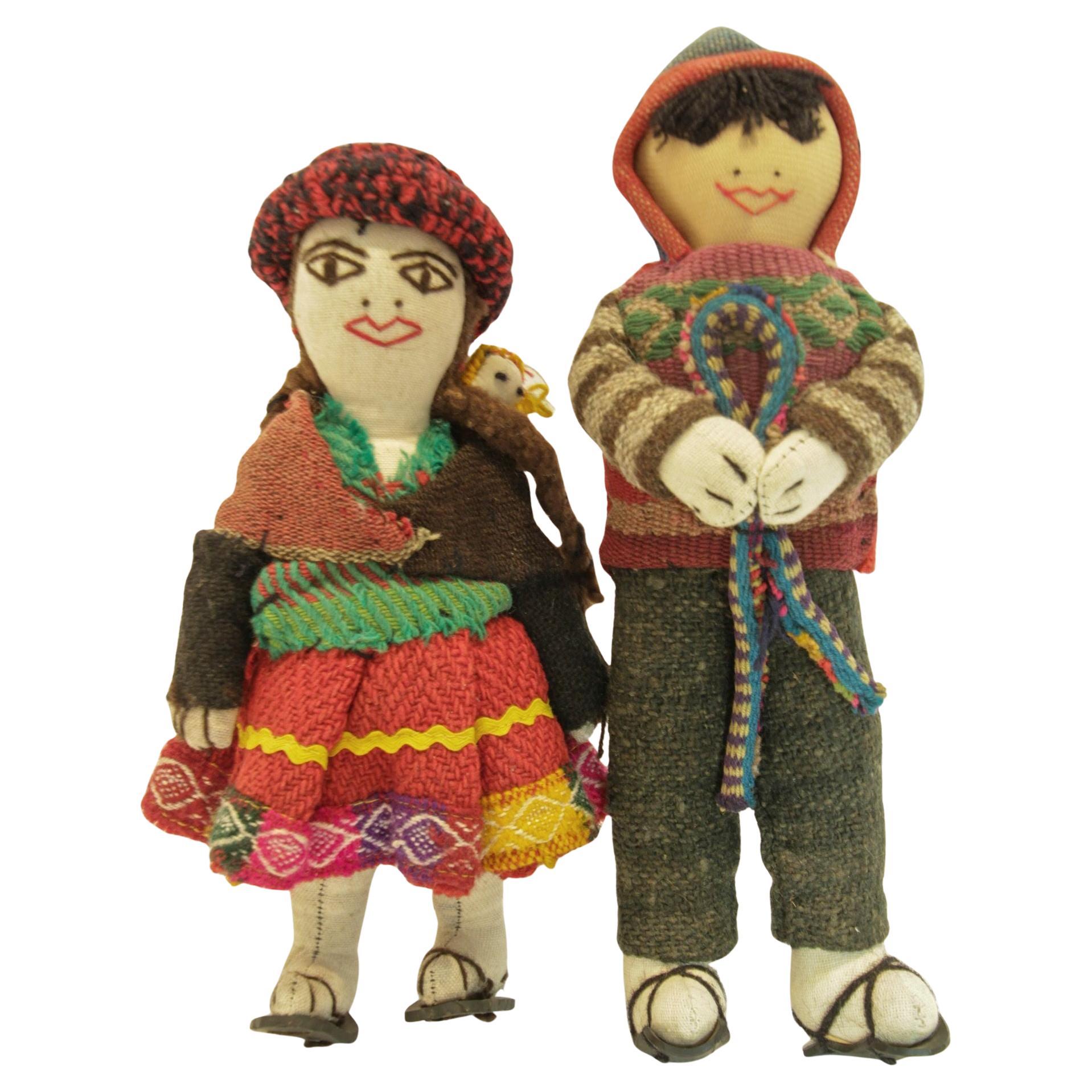 Vintage Handmade Peruvian Couple Folk Art Dolls
