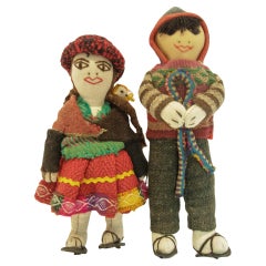Muñecas de Arte Popular Pareja Peruana Vintage Hechas a Mano