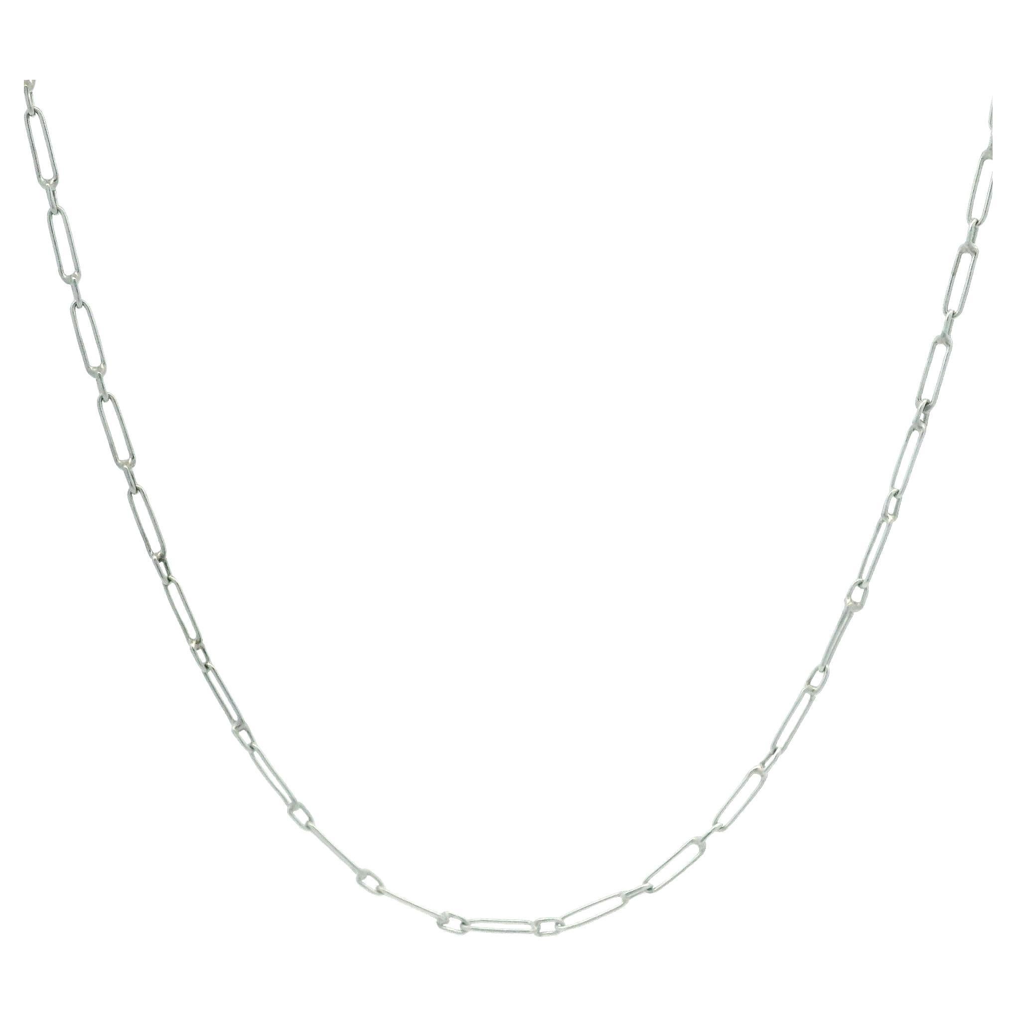 Vintage Handmade Platinum 16" Open Link Chain Necklace w/ Spring Ring Clasp en vente