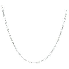 Collana a catena aperta in platino fatta a mano vintage da 16" con chiusura ad anello a molla